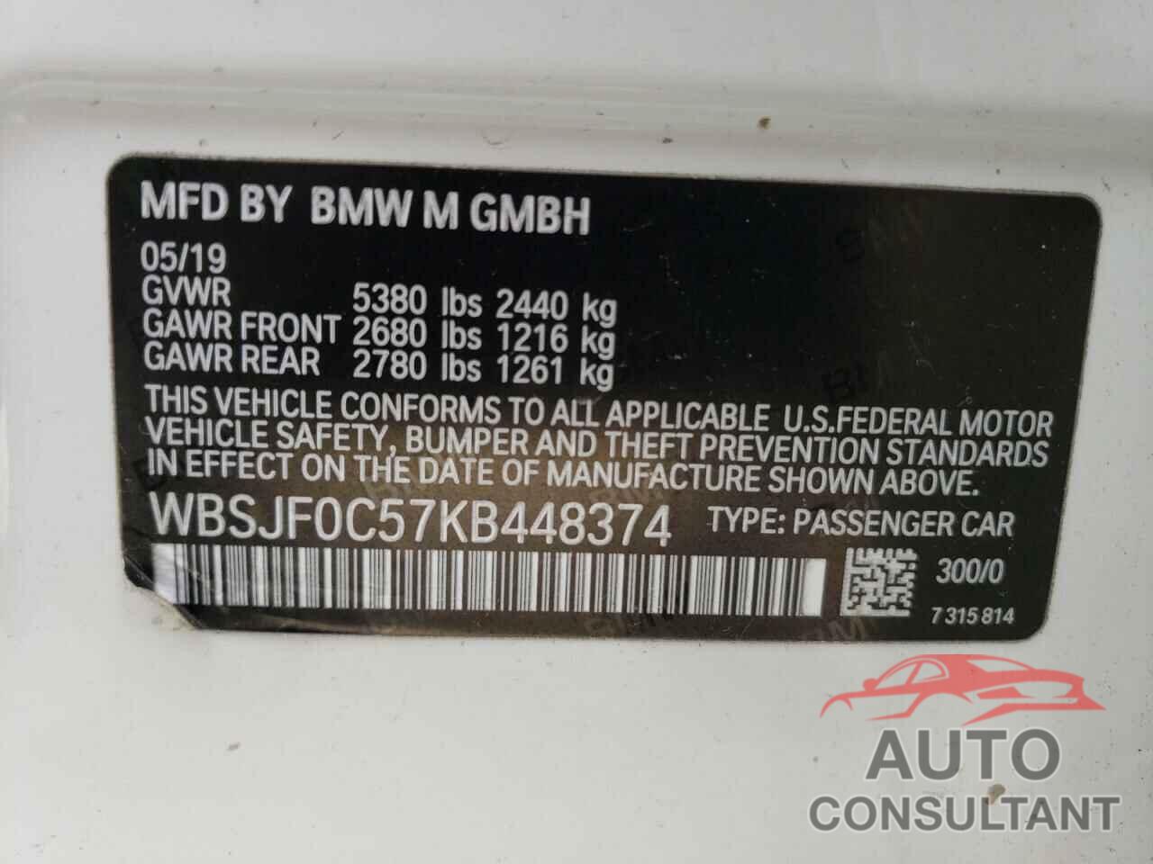 BMW M5 2019 - WBSJF0C57KB448374