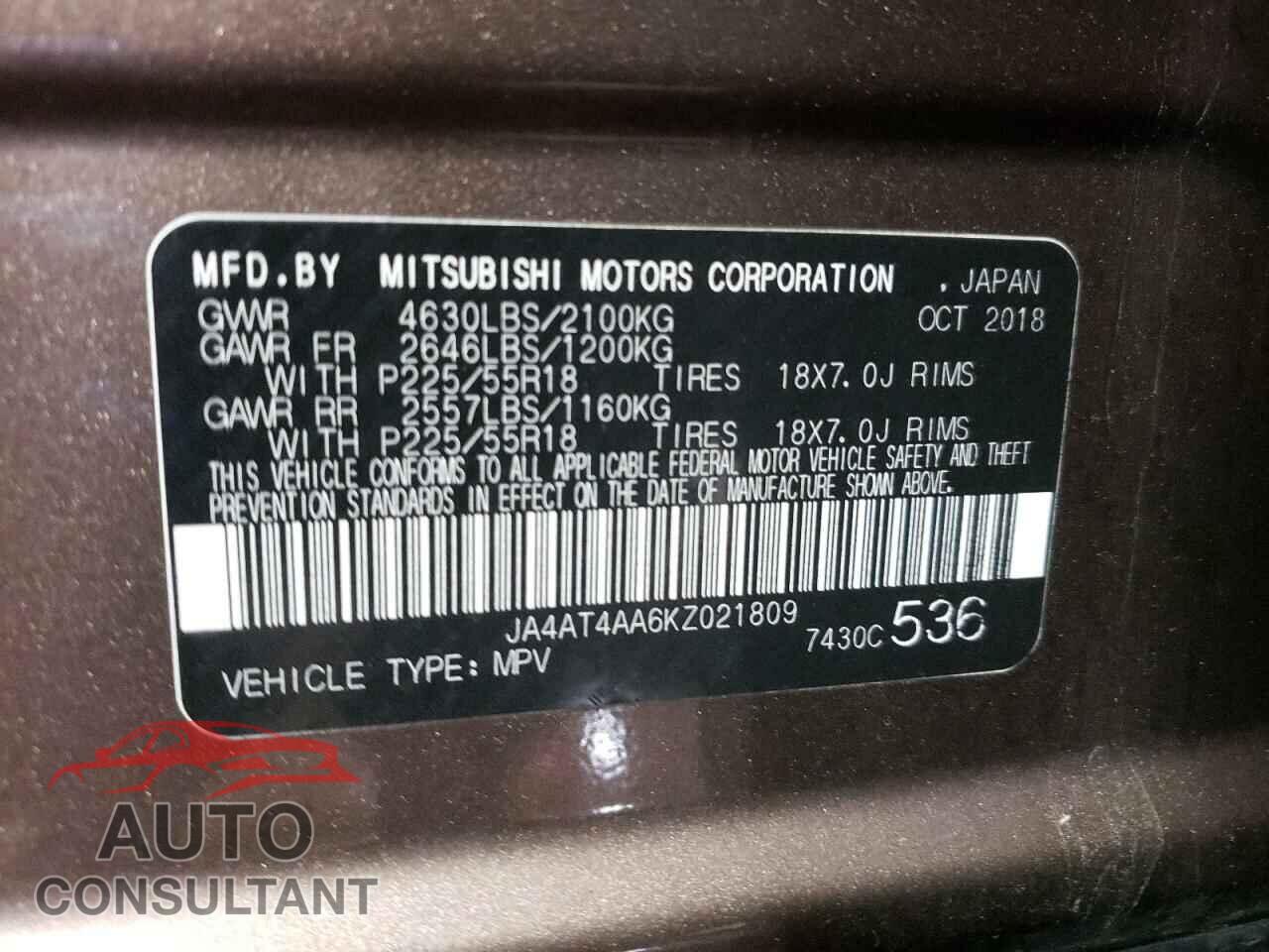 MITSUBISHI ECLIPSE 2019 - JA4AT4AA6KZ021809