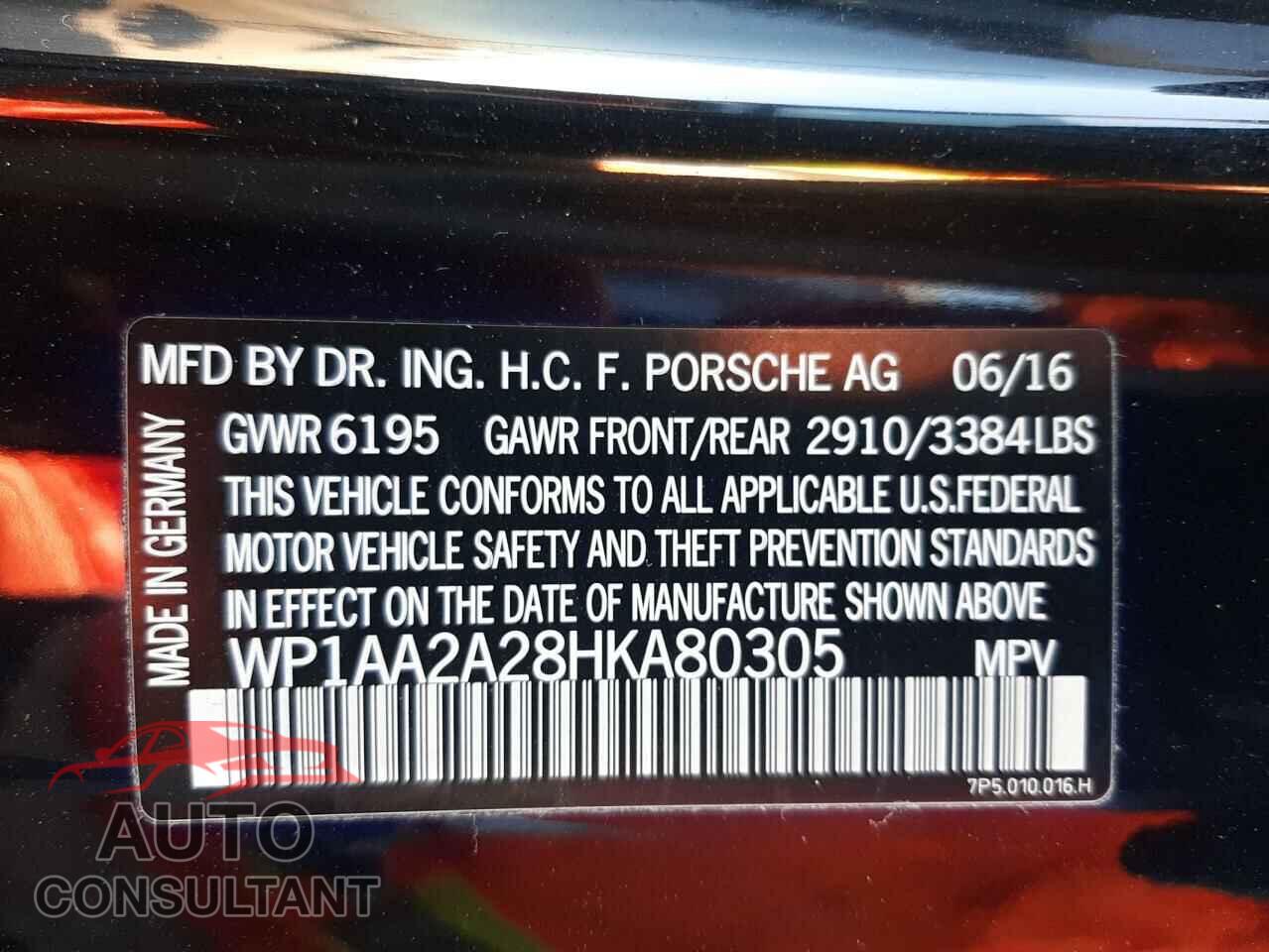 PORSCHE CAYENNE 2017 - WP1AA2A28HKA80305