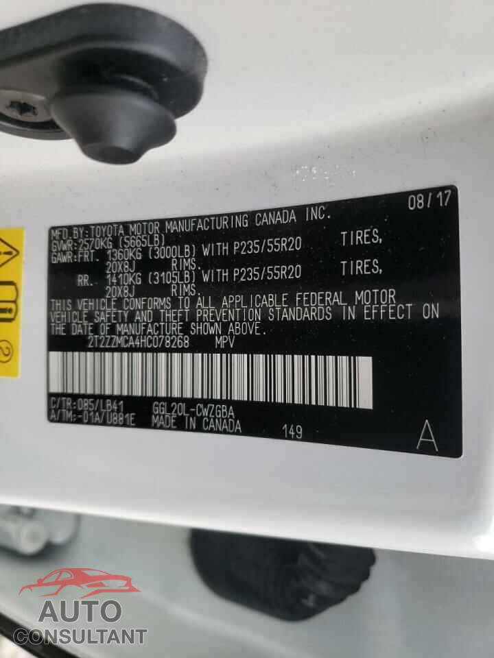 LEXUS RX350 2017 - 2T2ZZMCA4HC078268