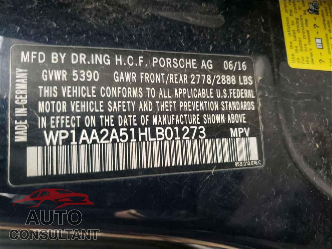 PORSCHE MACAN 2017 - WP1AA2A51HLB01273