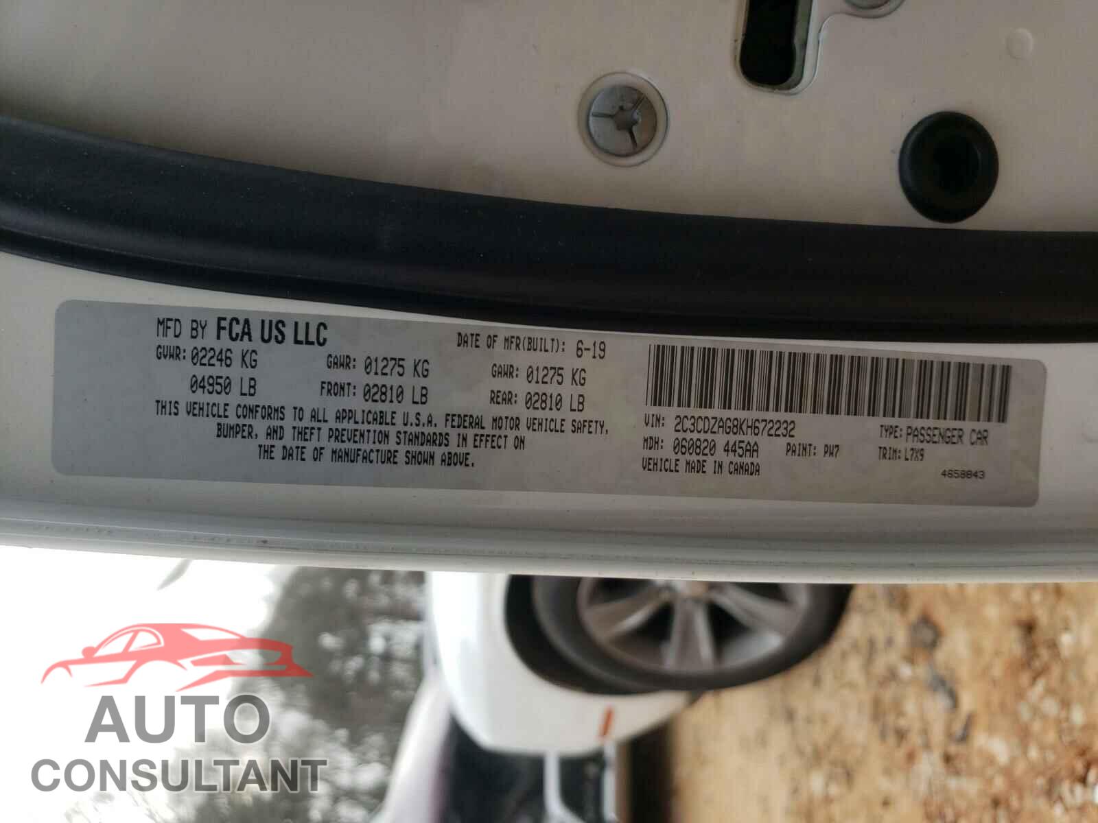 DODGE CHALLENGER 2019 - 2C3CDZAG8KH672232