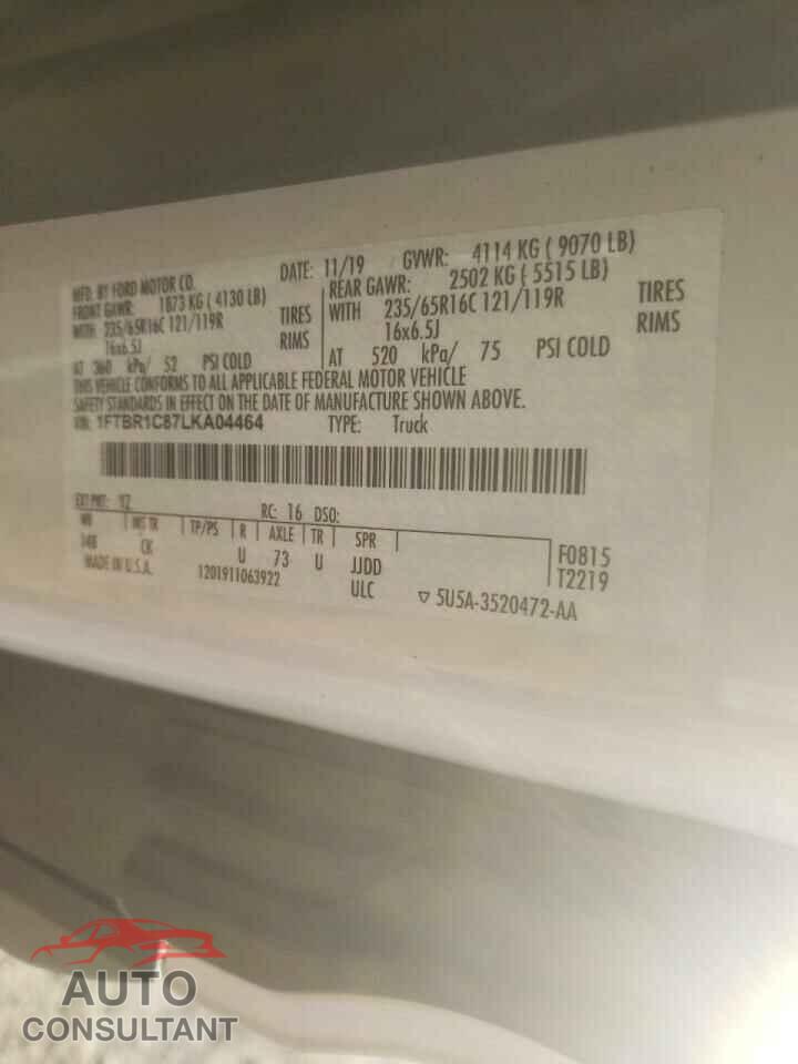 FORD TRANSIT CO 2020 - 1FTBR1C87LKA04464