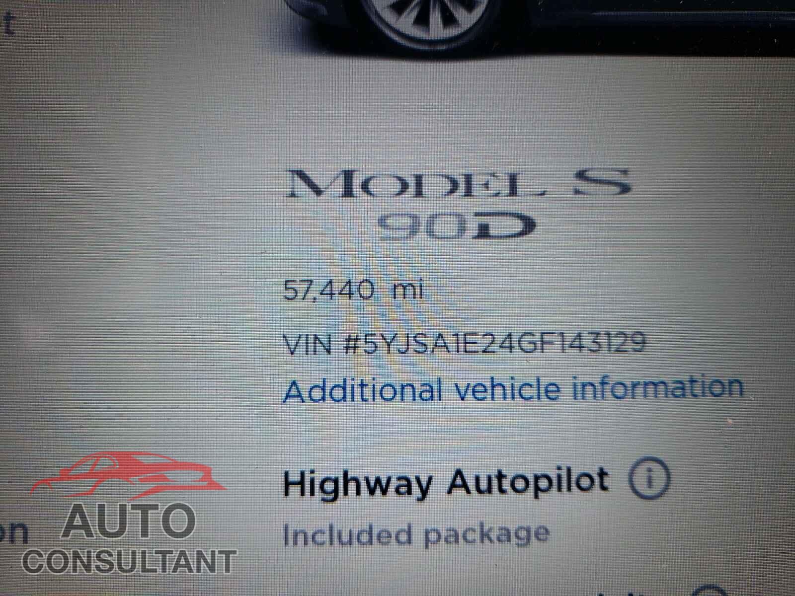 TESLA MODEL S 2016 - 5YJSA1E24GF143129