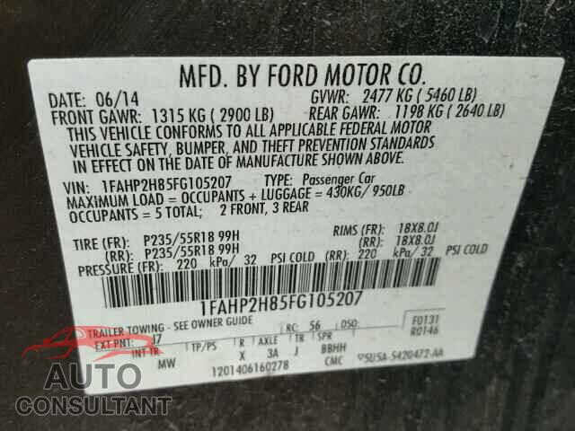 FORD TAURUS 2015 - 1FAHP2H85FG105207