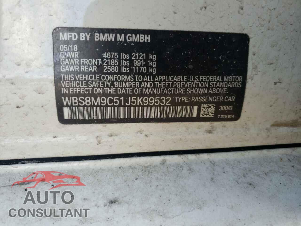 BMW M3 2018 - WBS8M9C51J5K99532
