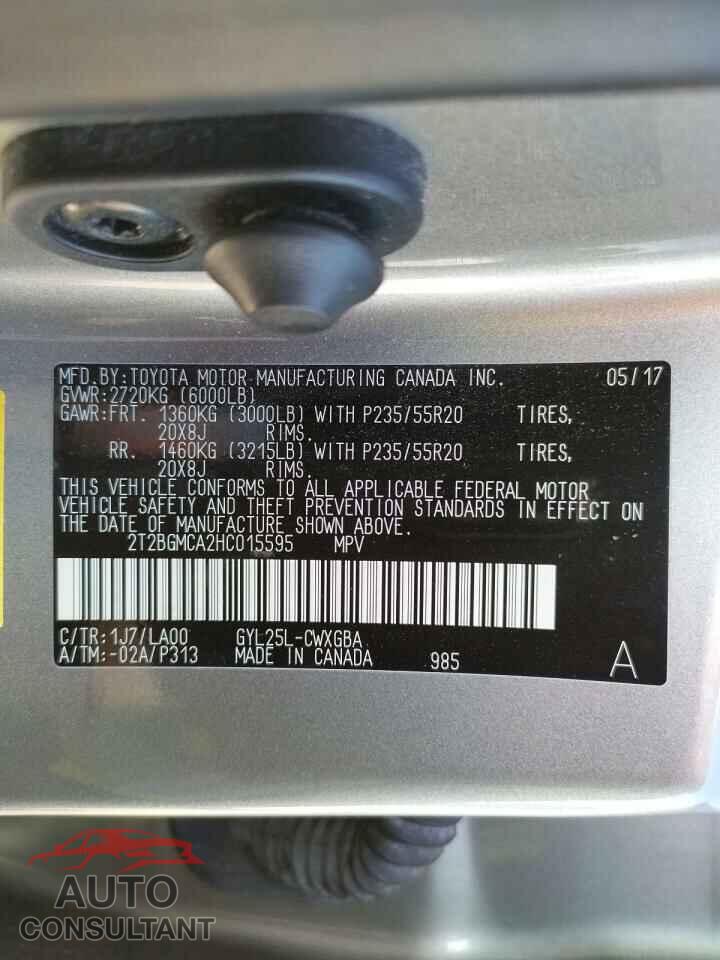 LEXUS RX450 2017 - 2T2BGMCA2HC015595