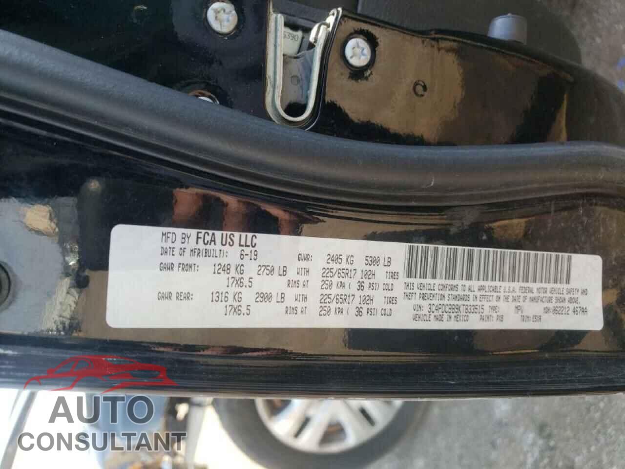 DODGE JOURNEY 2019 - 3C4PDCBB9KT833515
