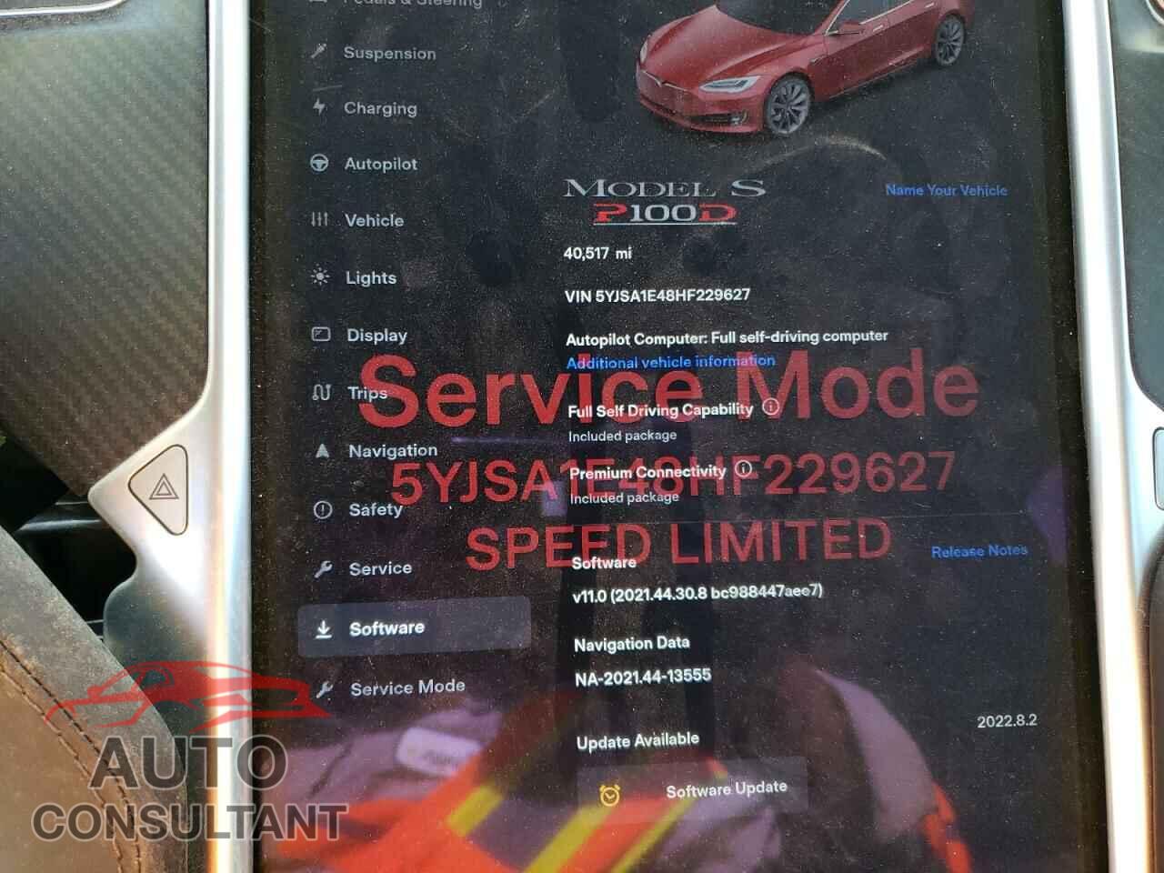 TESLA MODEL S 2017 - 5YJSA1E48HF229627
