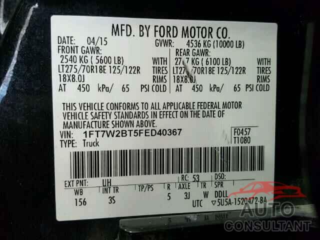 FORD F250 SUPER 2015 - 1FT7W2BT8HEE55869
