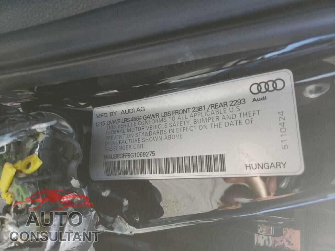 AUDI A3 2016 - WAUB8GFF9G1069275