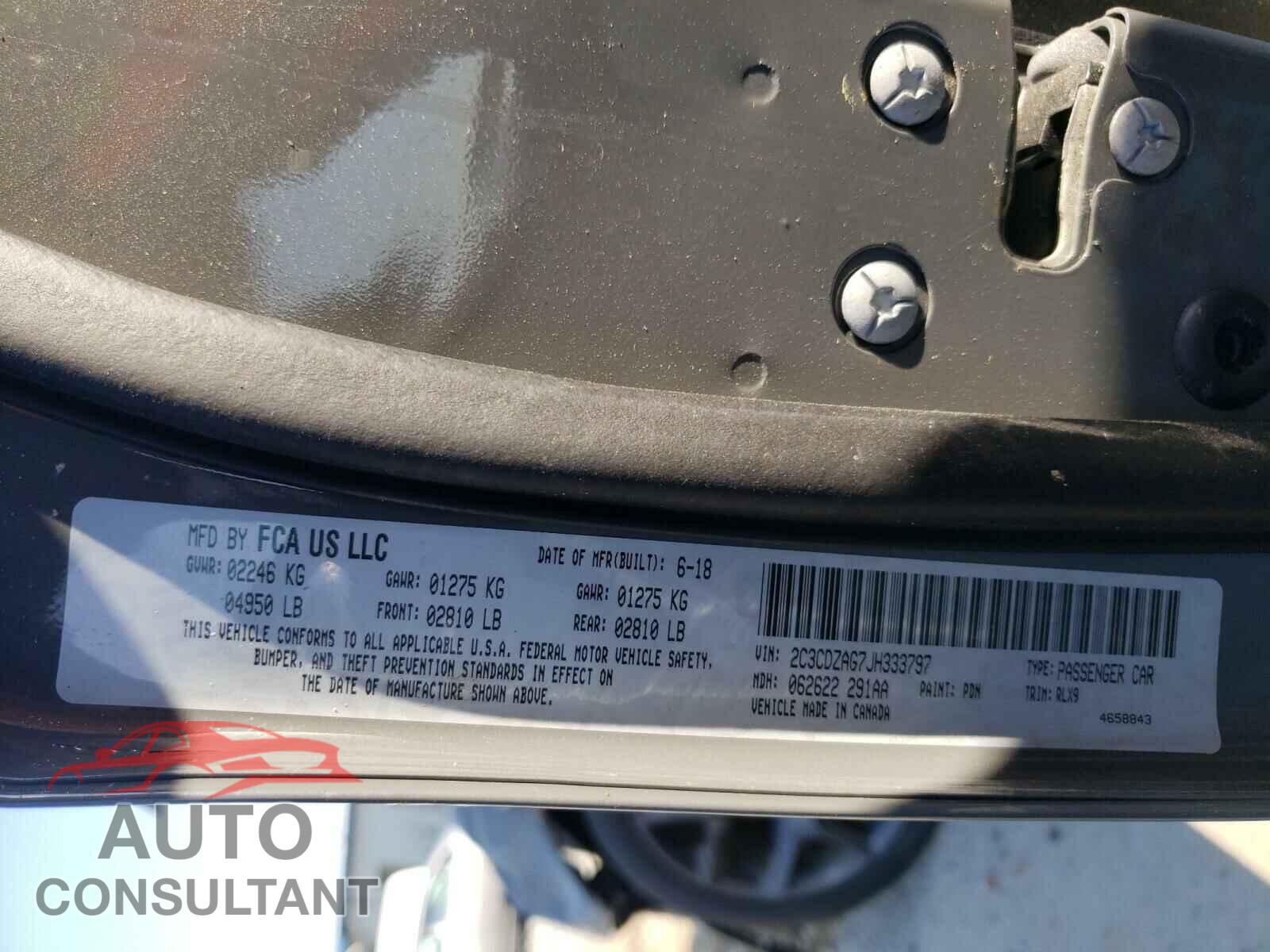 DODGE CHALLENGER 2018 - 2C3CDZAG7JH333797