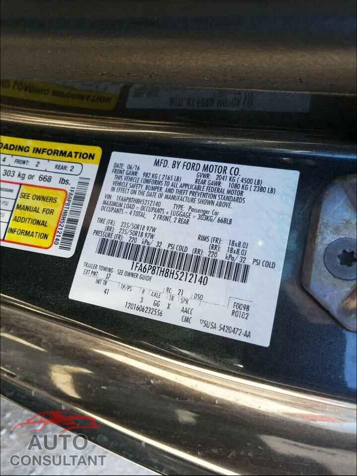 FORD MUSTANG 2017 - 1FA6P8TH8H5212140