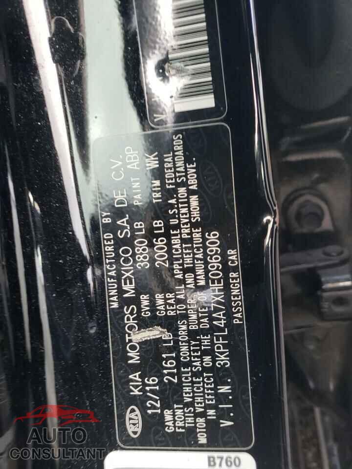KIA FORTE 2017 - 3KPFL4A7XHE096906