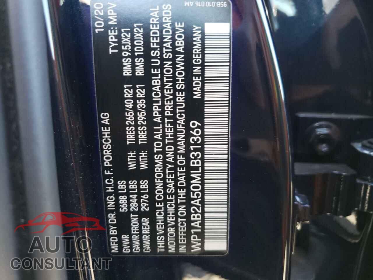 PORSCHE MACAN 2021 - WP1AB2A50MLB31369