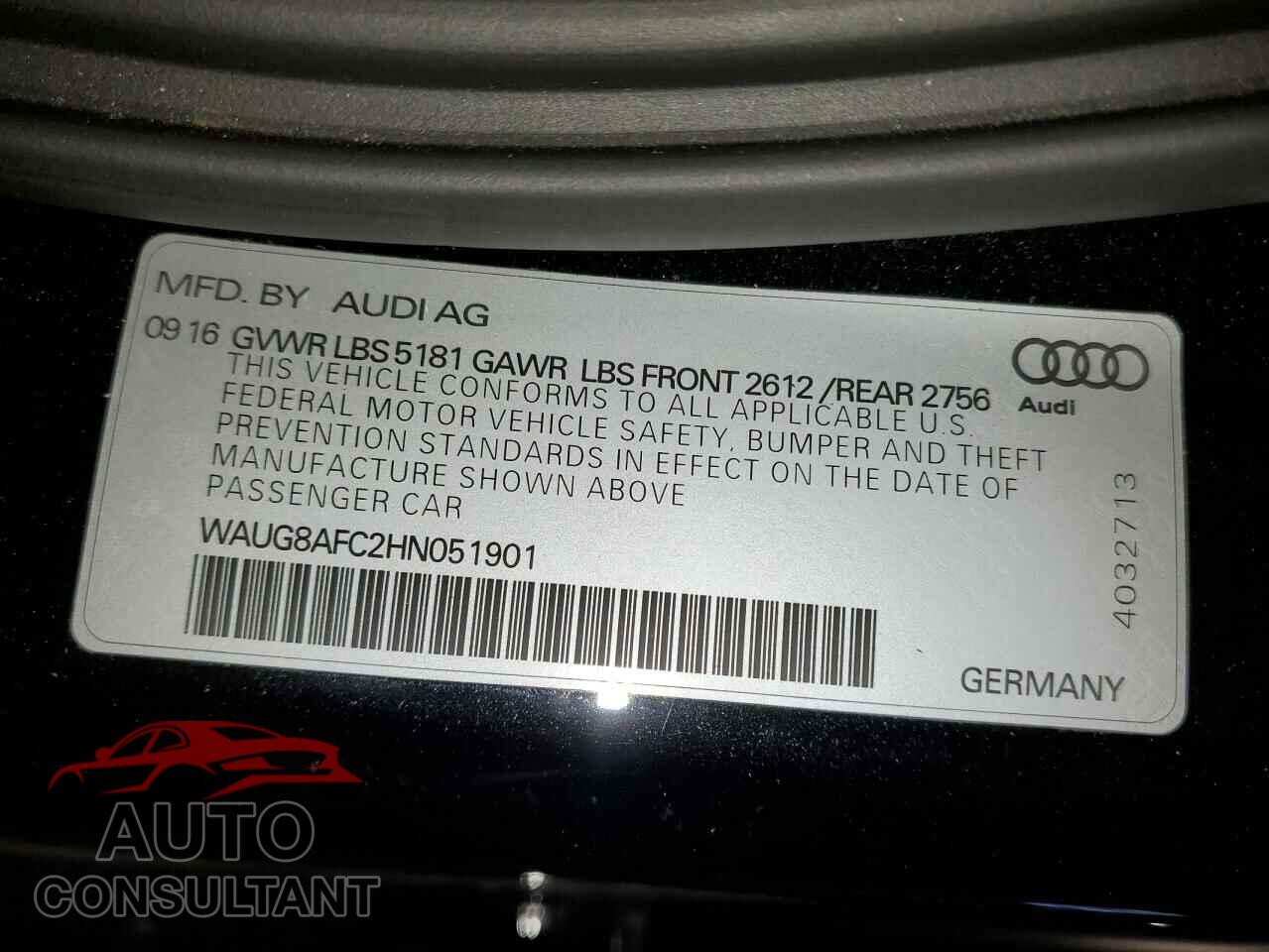 AUDI A6 2017 - WAUG8AFC2HN051901