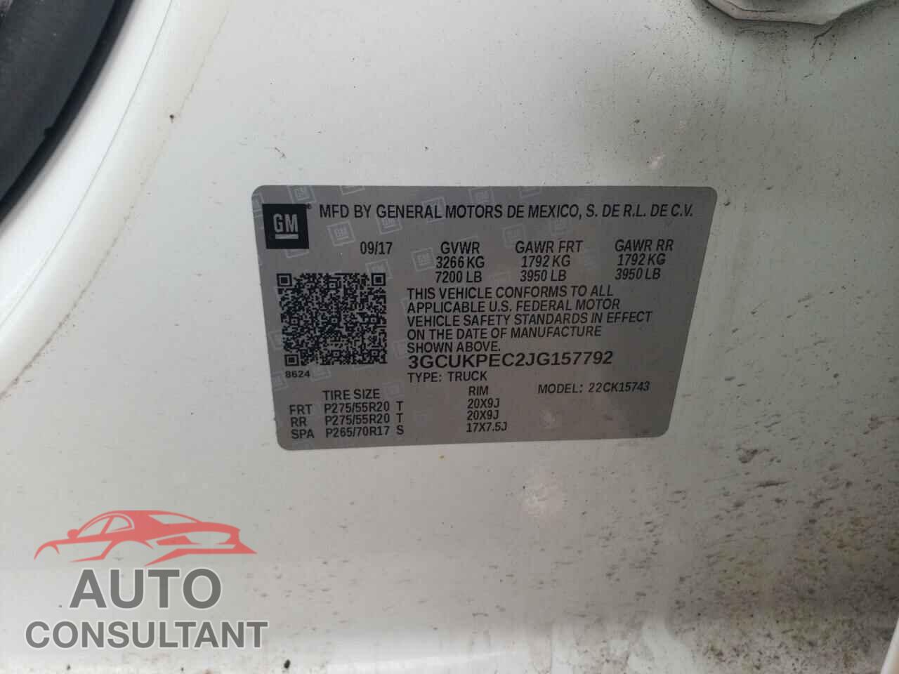 CHEVROLET SILVERADO 2018 - 3GCUKPEC2JG157792