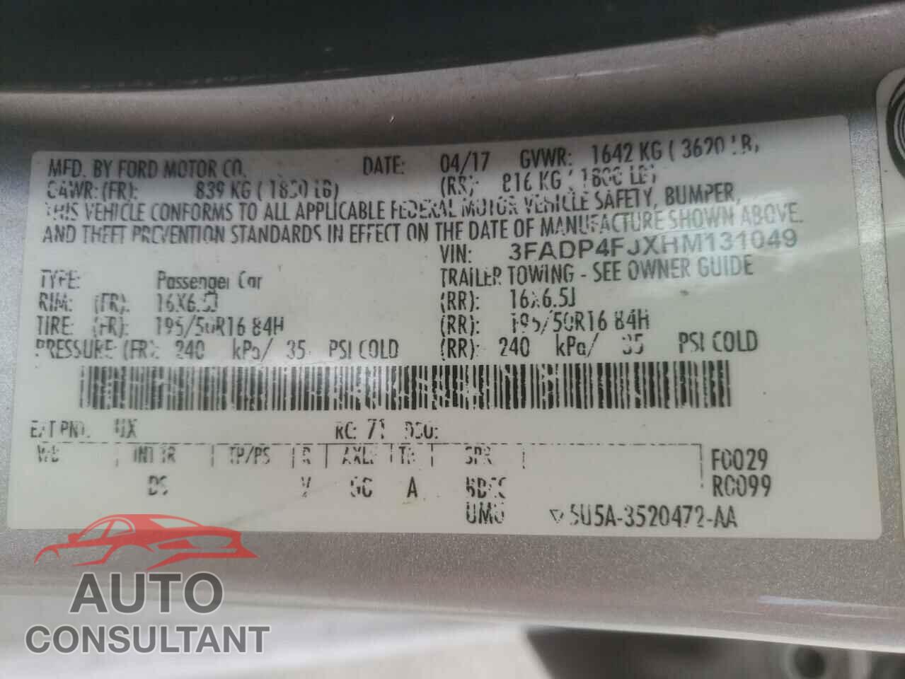 FORD FIESTA 2017 - 3FADP4FJXHM131049