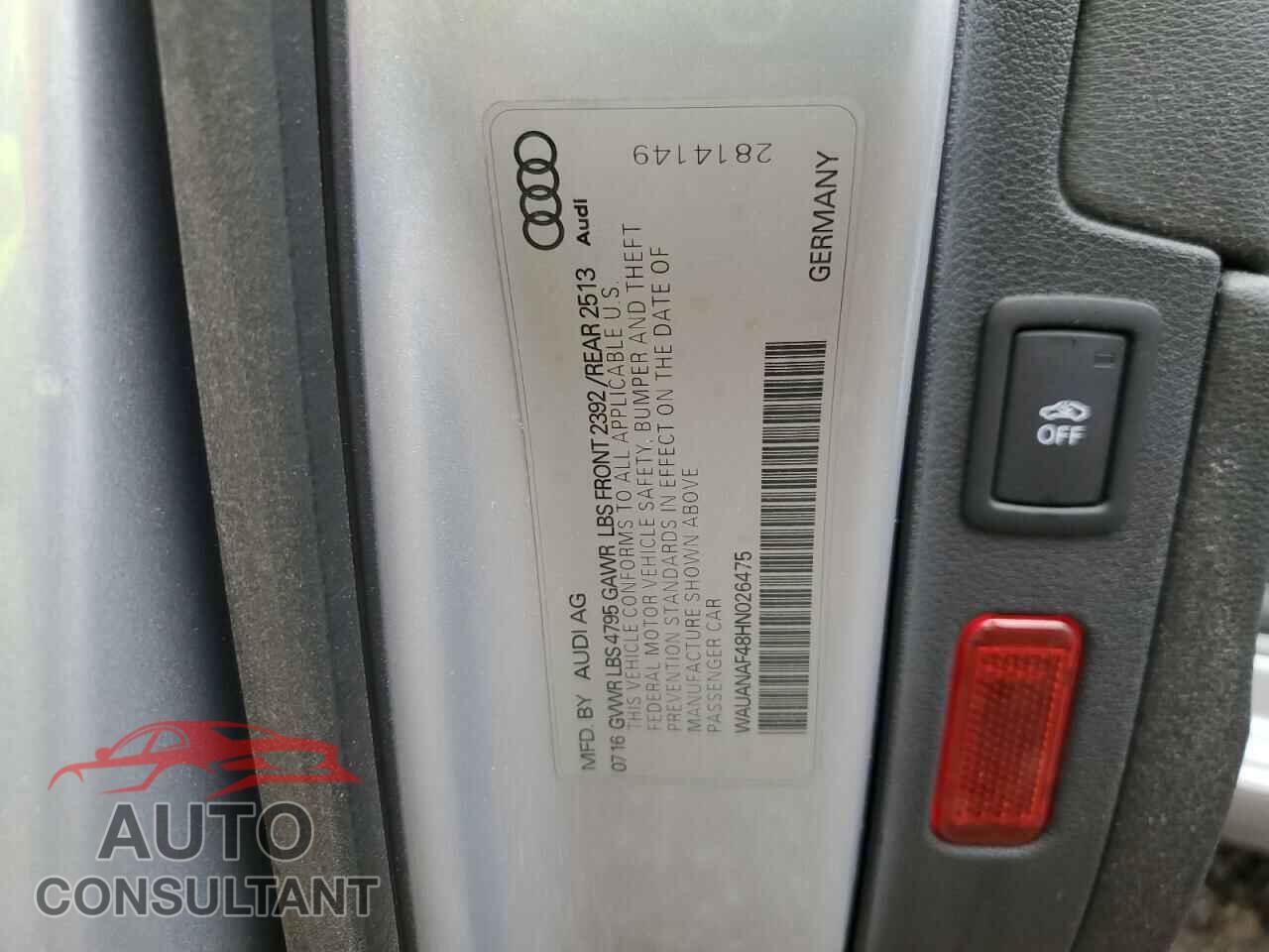 AUDI A4 2017 - WAUANAF48HN026475
