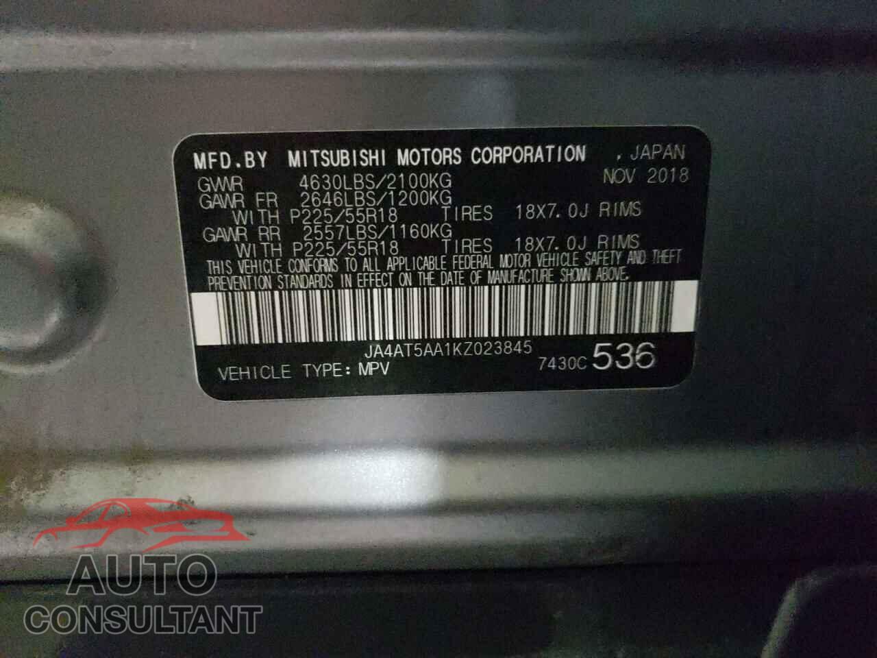 MITSUBISHI ECLIPSE 2019 - JA4AT5AA1KZ023845