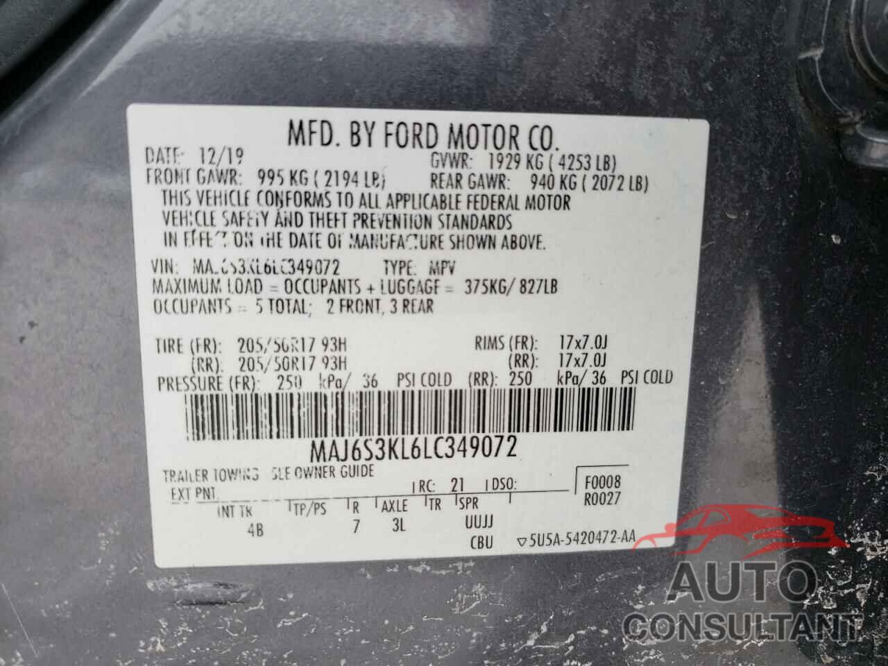 FORD ALL OTHER 2020 - 5N1AZ2MG6JN162843