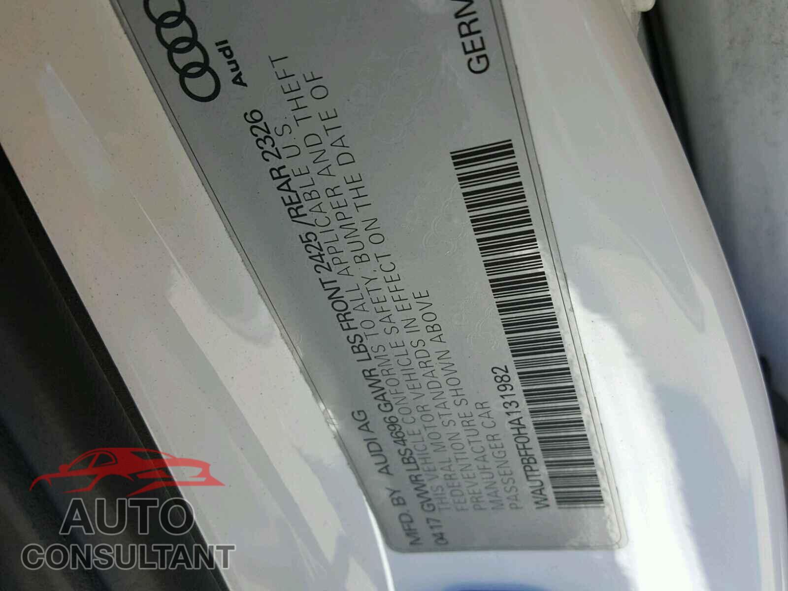 AUDI A3 2017 - WAUTPBFF0HA131982