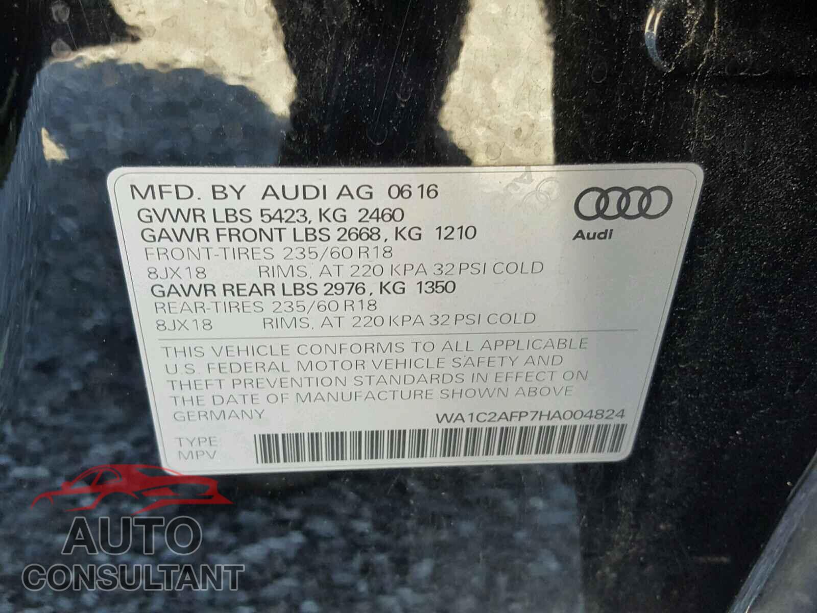 AUDI Q5 2017 - WA1C2AFP7HA004824