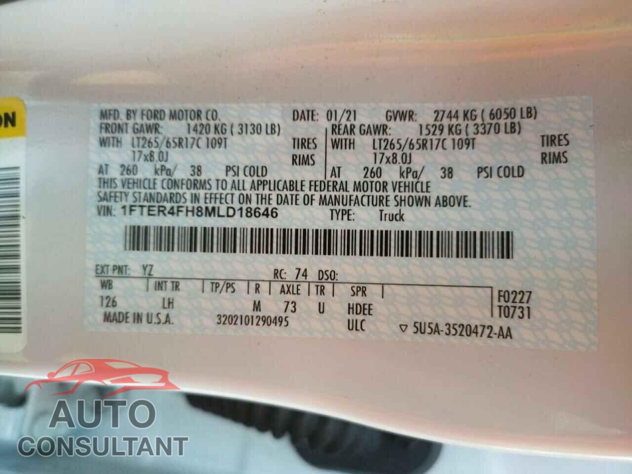 FORD RANGER 2021 - 1FTER4FH8MLD18646