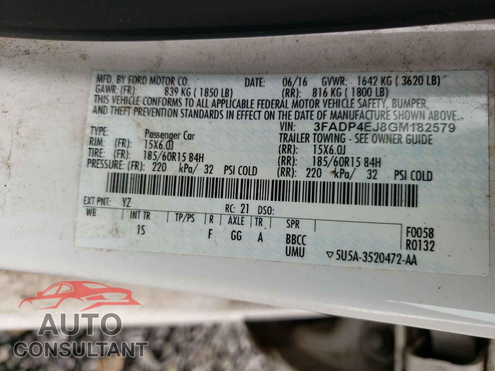 FORD FIESTA 2016 - 3FADP4EJ8GM182579