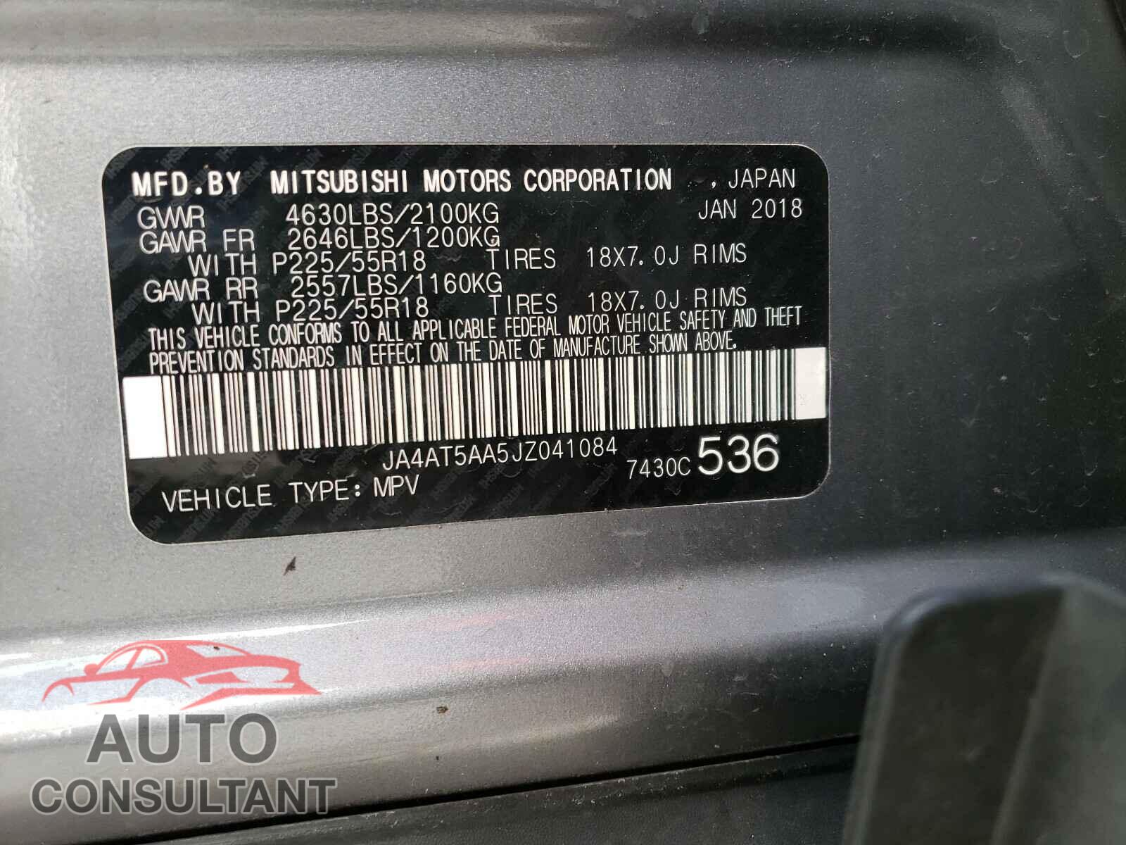 MITSUBISHI ECLIPSE 2018 - JA4AT5AA5JZ041084