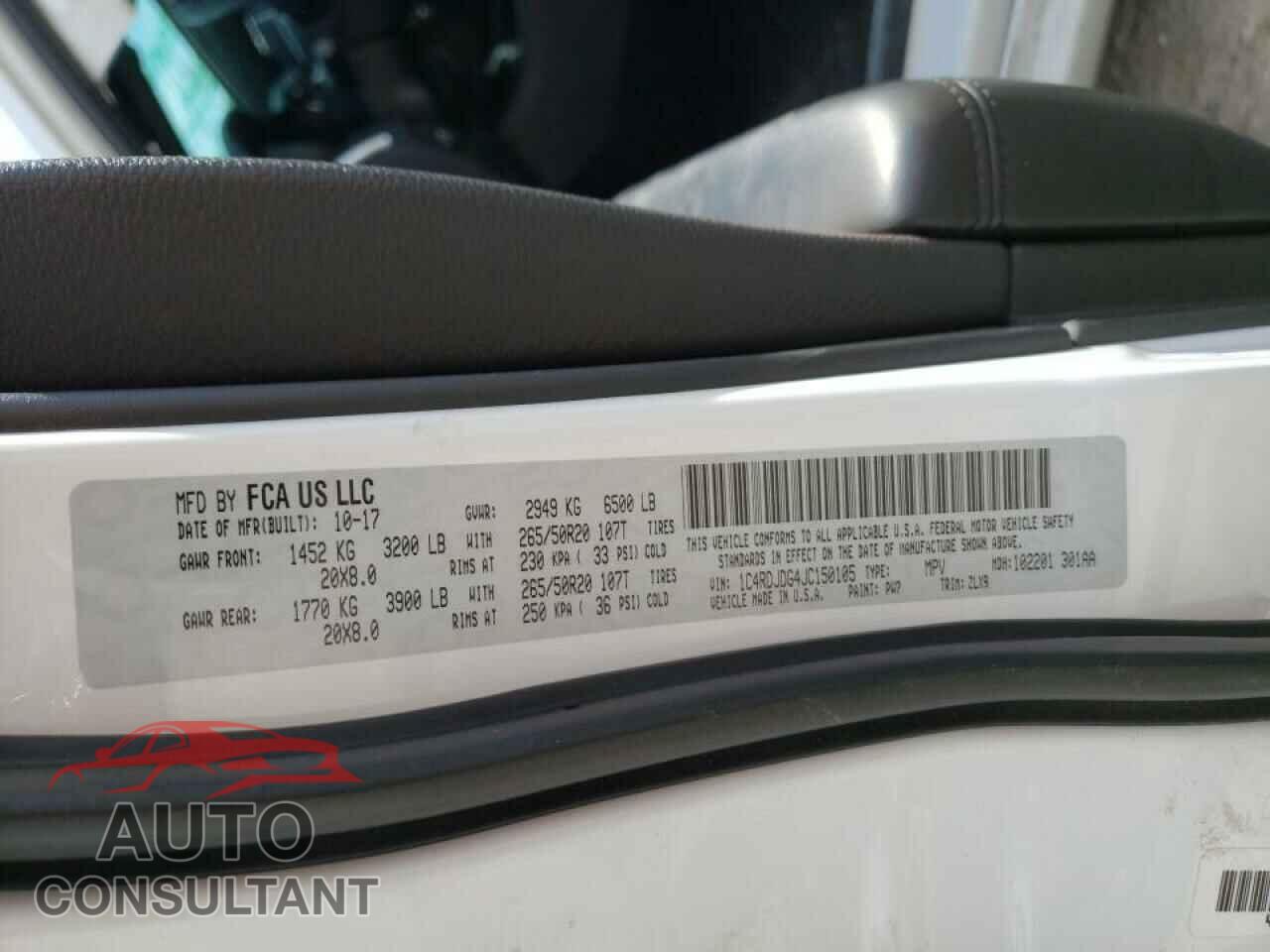 DODGE DURANGO 2018 - 1C4RDJDG4JC150105