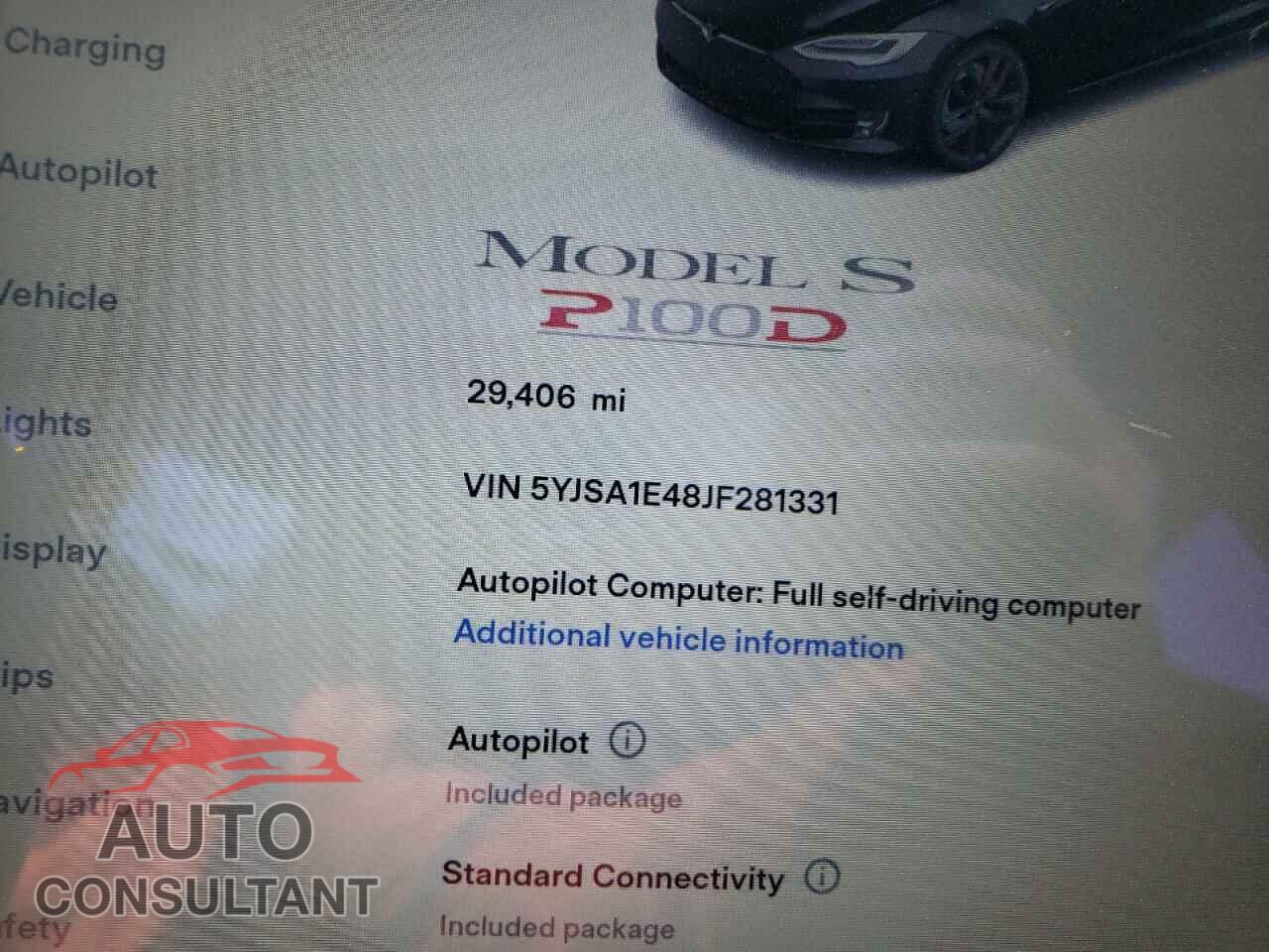 TESLA MODEL S 2018 - 5YJSA1E48JF281331