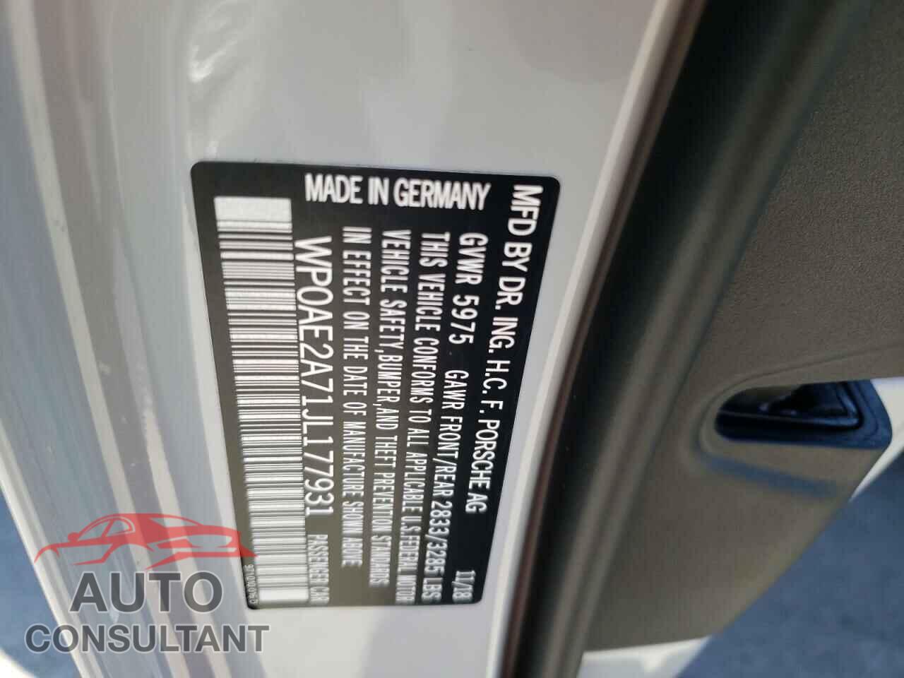 PORSCHE PANAMERA 2018 - WP0AE2A71JL177931