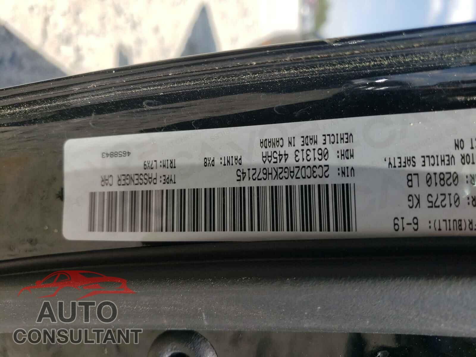 DODGE CHALLENGER 2019 - 2C3CDZAG2KH672145