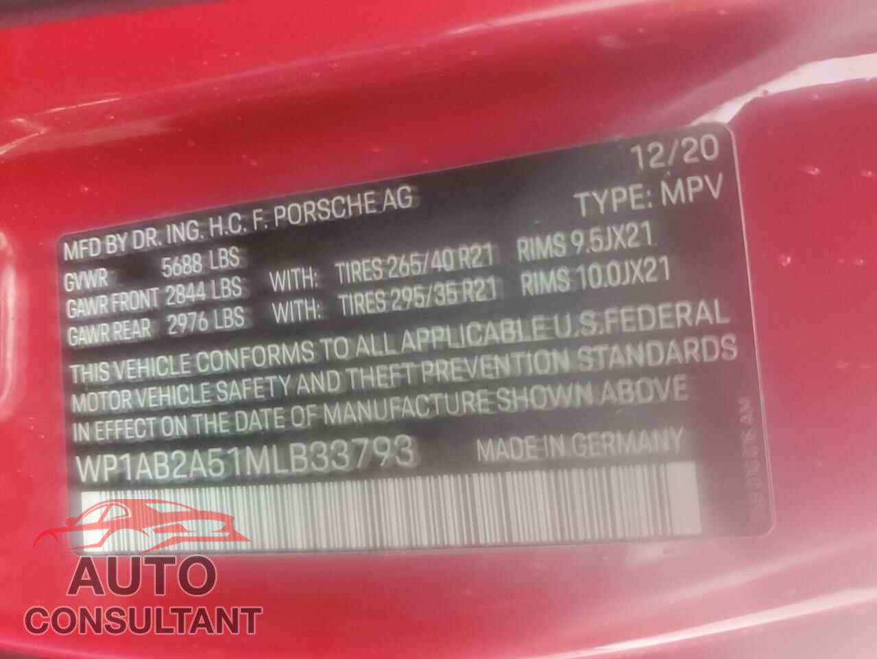 PORSCHE MACAN 2021 - WP1AB2A51MLB33793