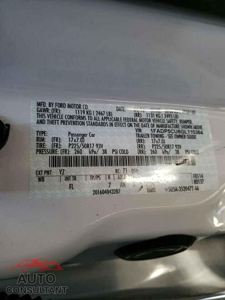 FORD CMAX 2016 - 1FADP5CU6GL110364