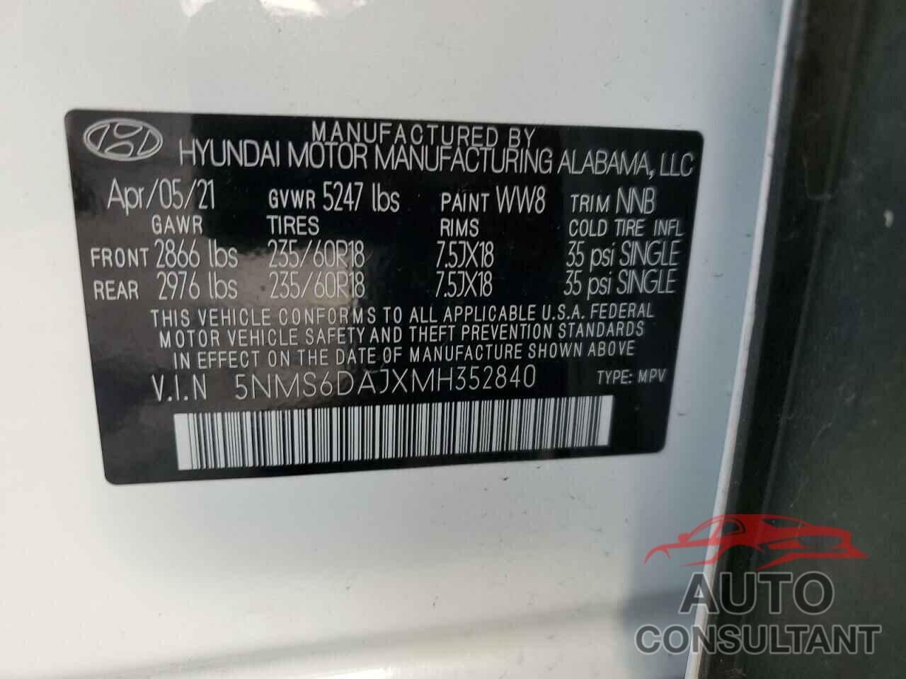 HYUNDAI SANTA FE 2021 - 5NMS6DAJXMH352840