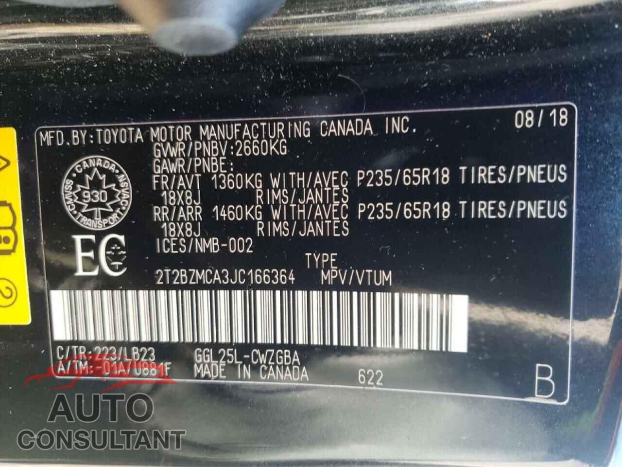 LEXUS RX350 2018 - 2T2BZMCA3JC166364