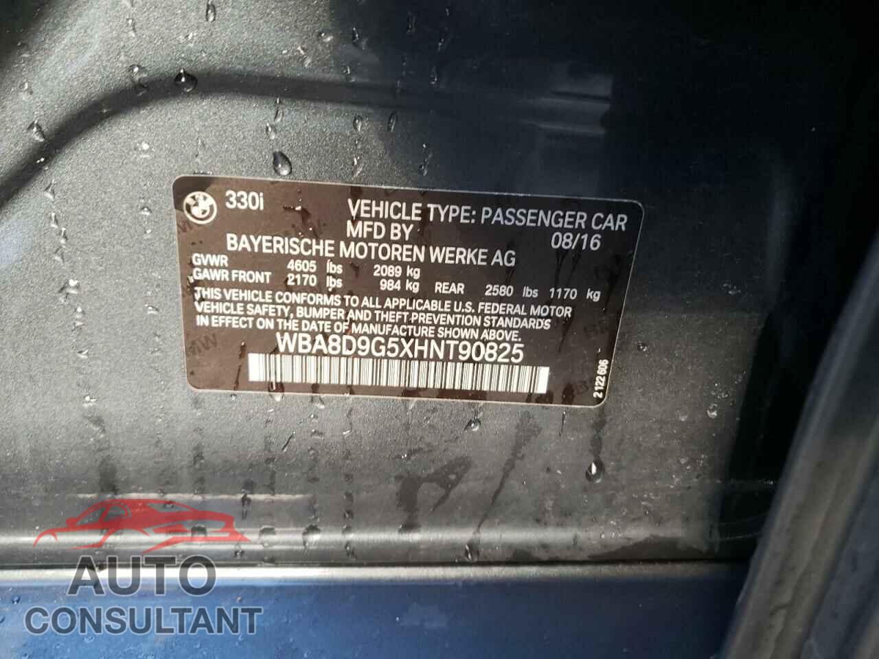 BMW 3 SERIES 2017 - WBA8D9G5XHNT90825
