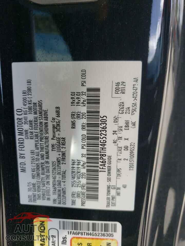 FORD MUSTANG 2016 - 1FA6P8TH4G5236305