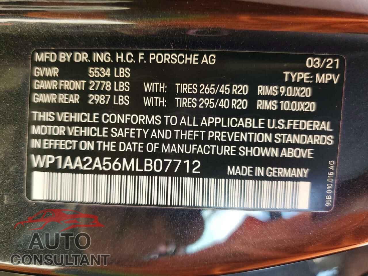 PORSCHE MACAN 2021 - WP1AA2A56MLB07712