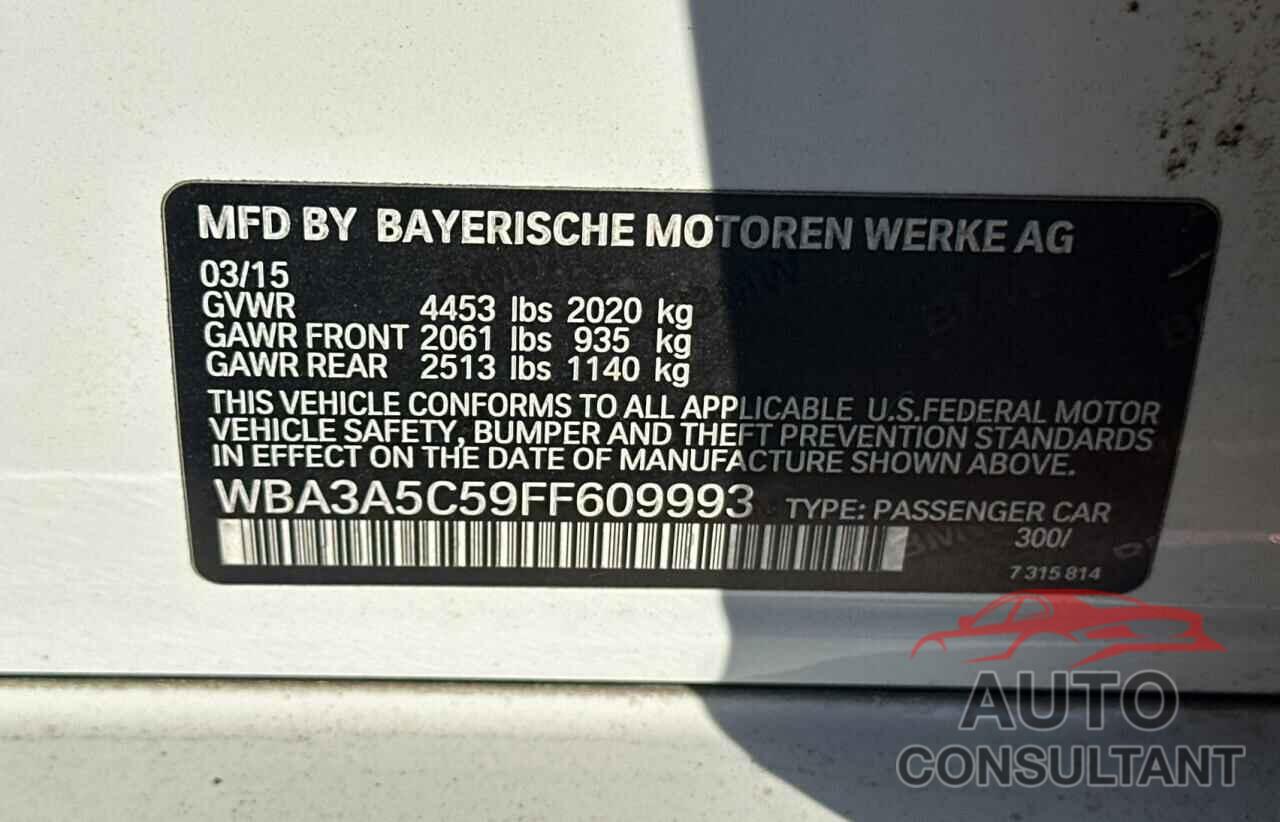 BMW 3 SERIES 2015 - WBA3A5C59FF609993