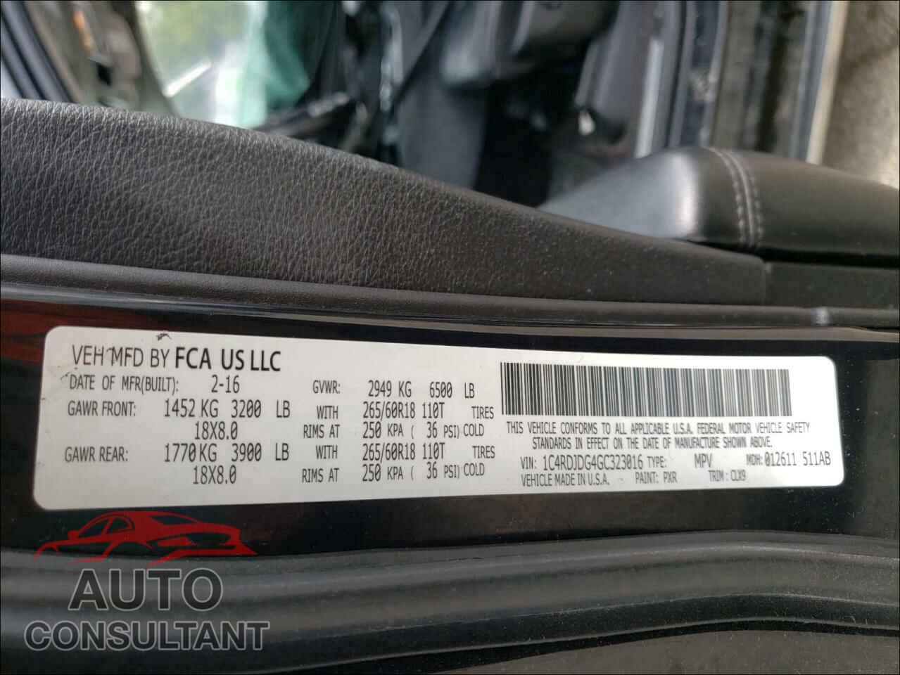 DODGE DURANGO 2016 - 1C4RDJDG4GC323016
