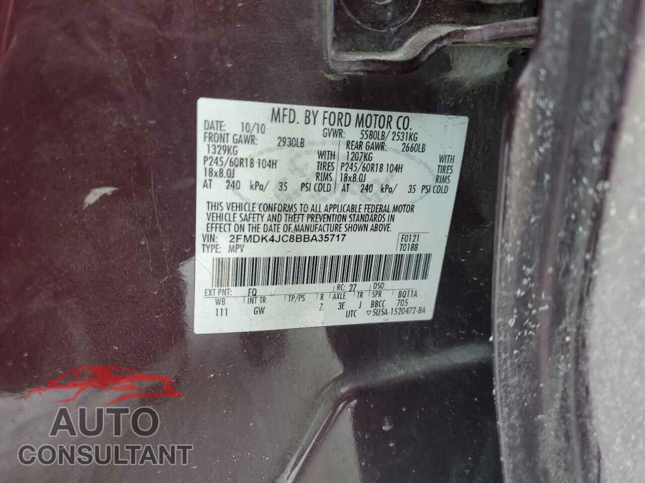 FORD EDGE 2011 - 2FMDK4JC8BBA35717
