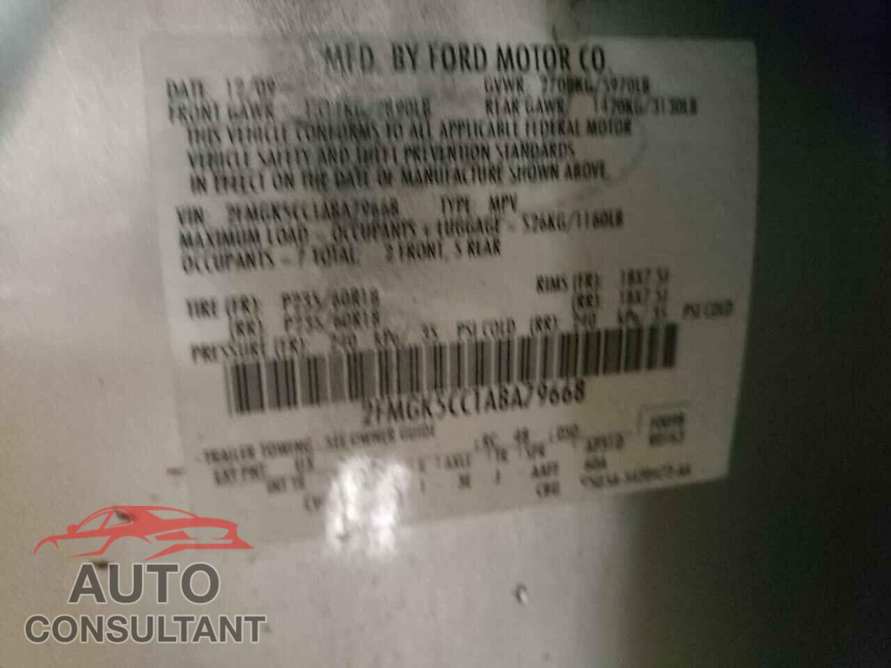 FORD FLEX 2010 - 2FMGK5CC1ABA79668