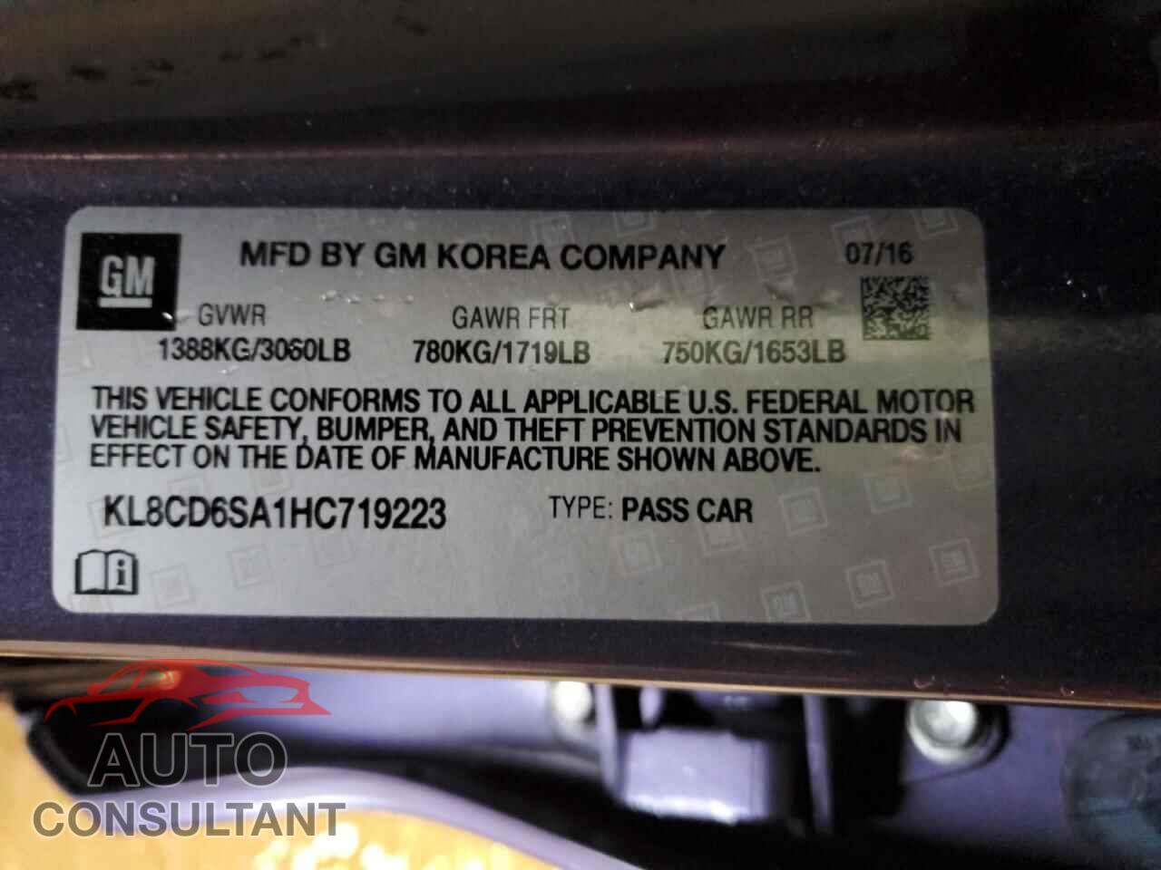 CHEVROLET SPARK 2017 - KL8CD6SA1HC719223