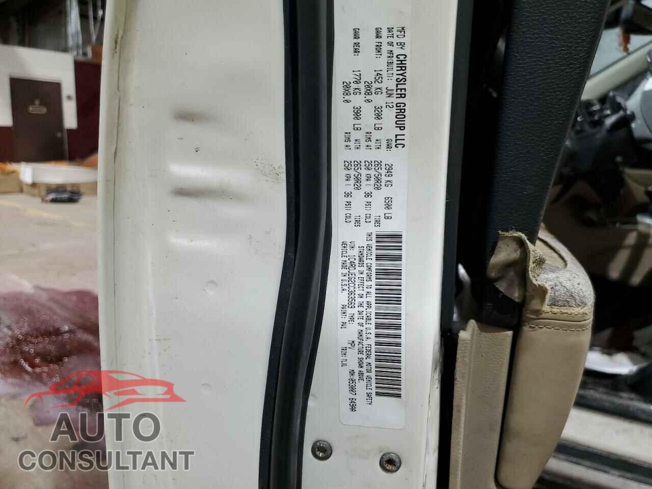 DODGE DURANGO 2012 - 1C4RDJEG2CC363569