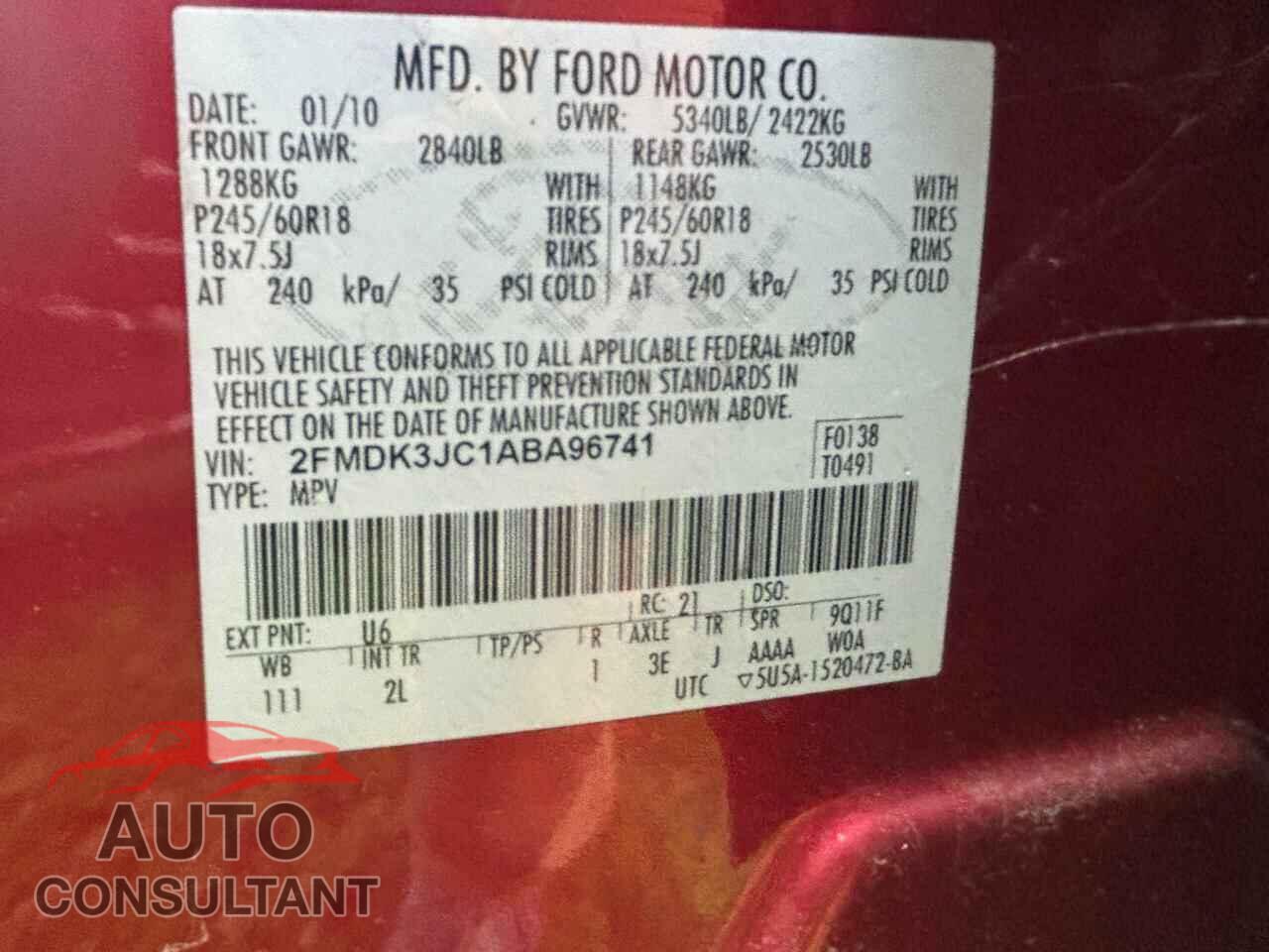 FORD EDGE 2010 - 2FMDK3JC1ABA96741