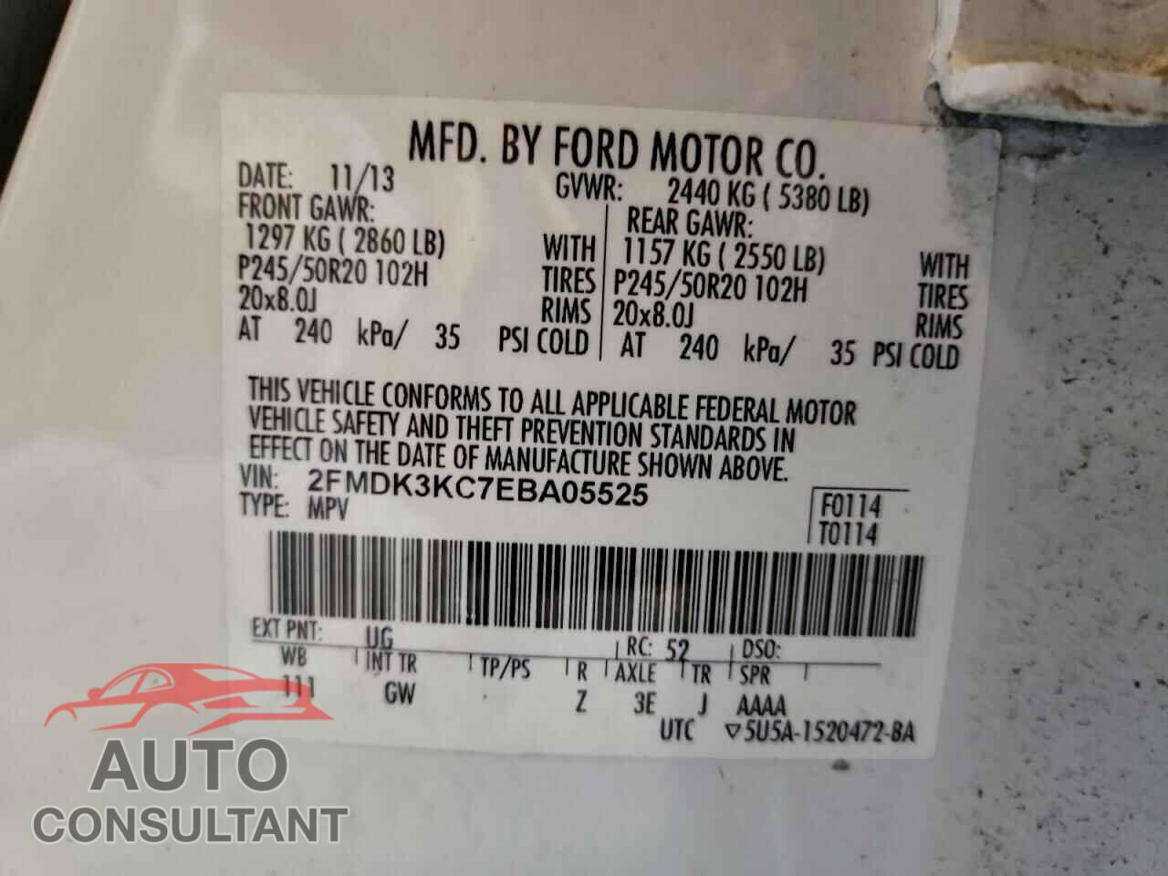 FORD EDGE 2014 - 2FMDK3KC7EBA05525