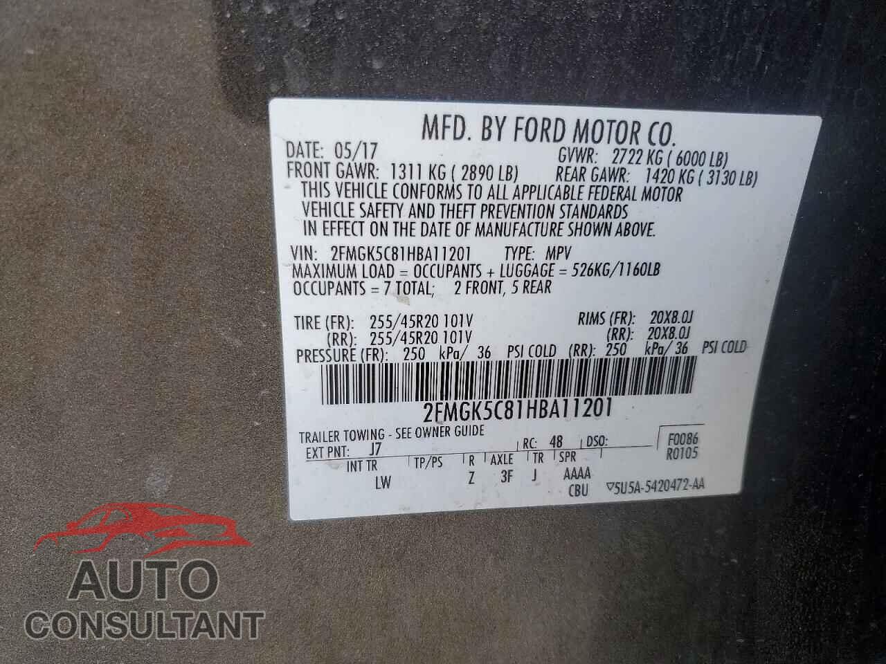 FORD FLEX 2017 - 2FMGK5C81HBA11201